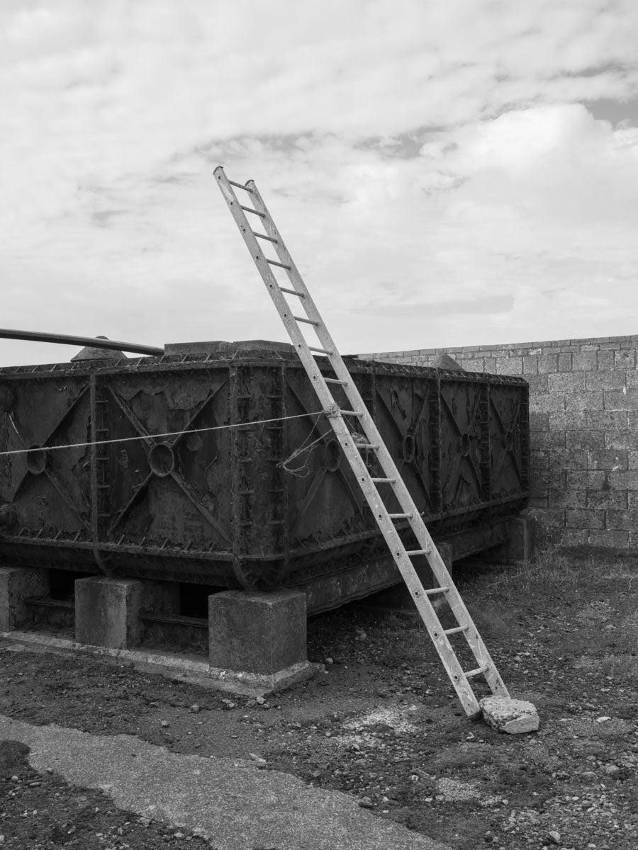 Paul Walsh, Ladder with Stone at Bardsey Lighthouse, Bardsey Island, Wales.